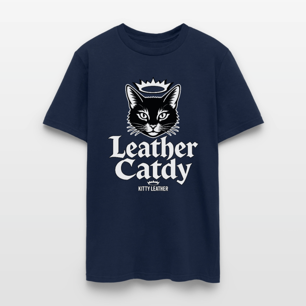Leather Catdy Kitty Leather T-Shirt - navy