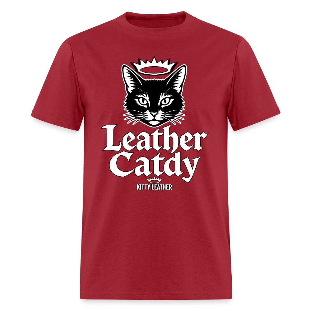 Leather Catdy Kitty Leather T-Shirt - dark red