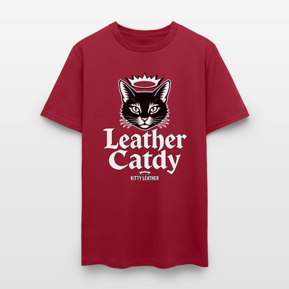 Leather Catdy Kitty Leather T-Shirt - dark red
