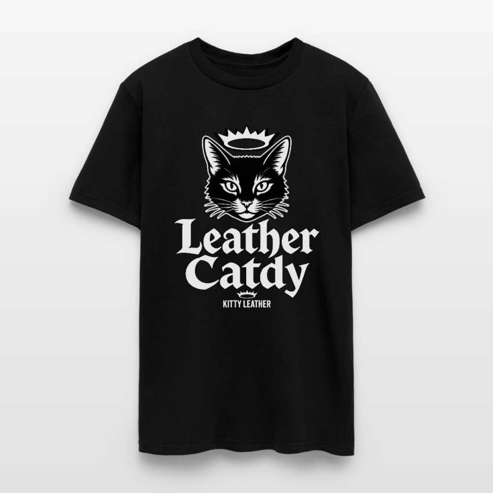 Leather Catdy Kitty Leather T-Shirt - black