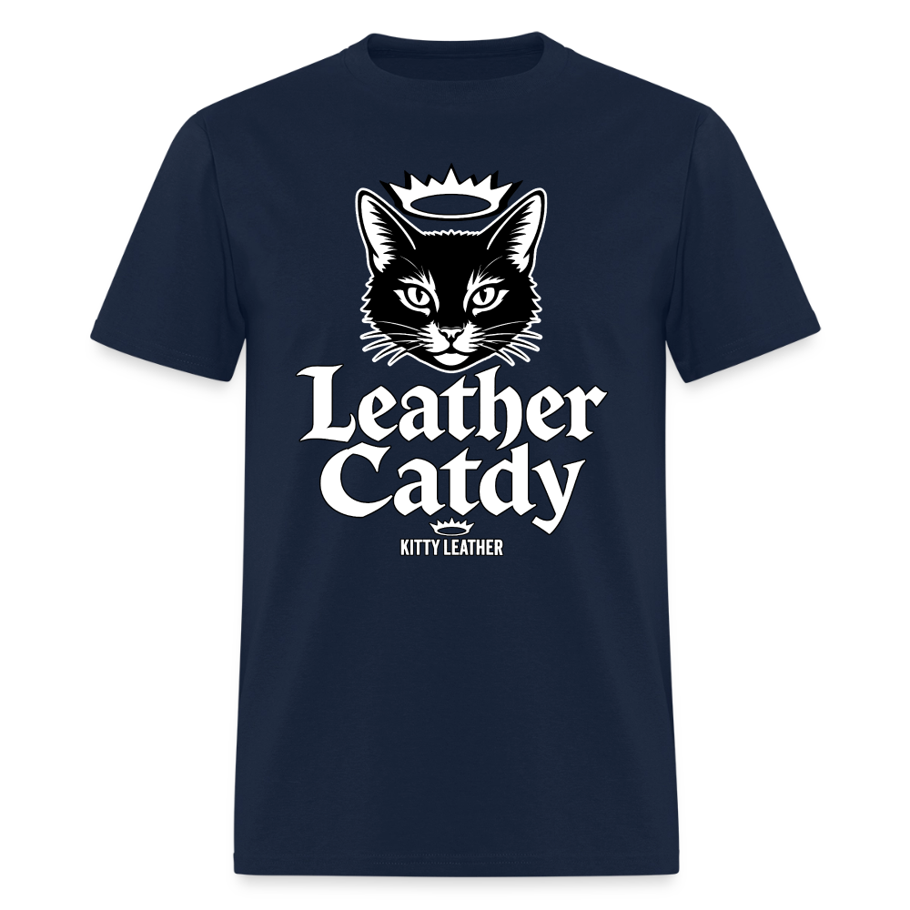 Leather Catdy Kitty Leather T-Shirt - navy