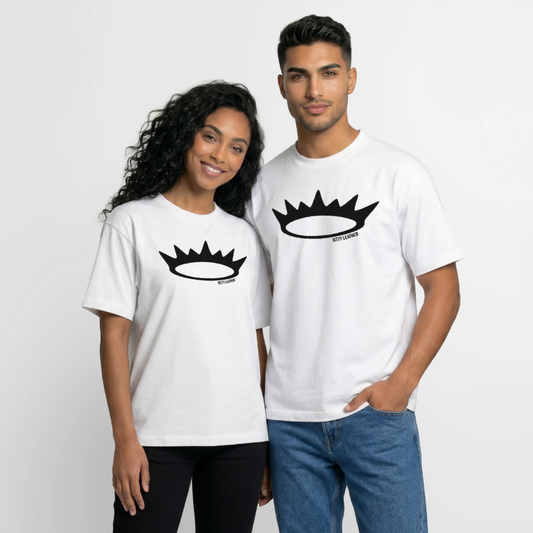 Kitty Leather Box Fit Unisex T-Shirt | Premium Crown Logo Shirt | Kitty Leather - white