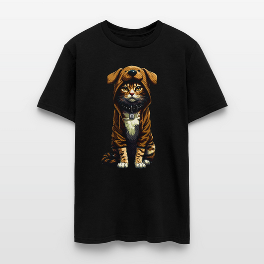Cat Dog Kitty Leather T-Shirt - black