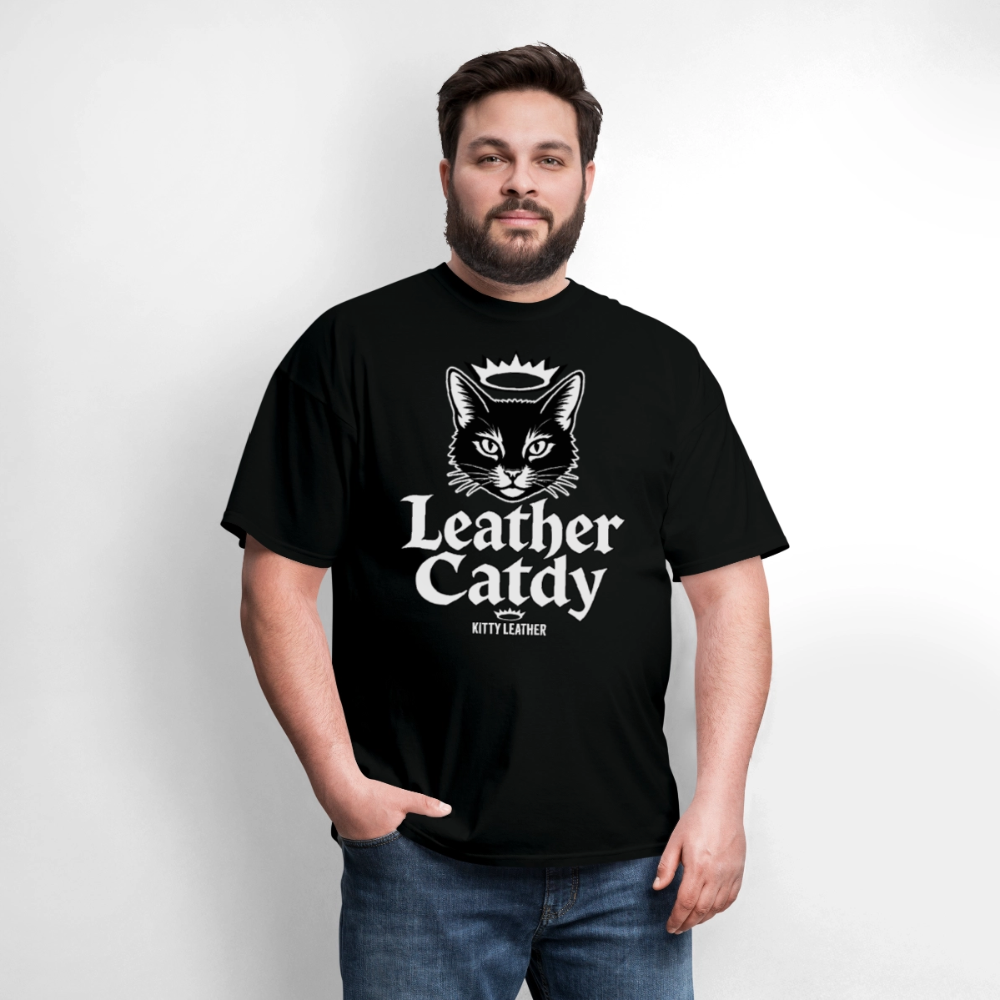 Leather Catdy Kitty Leather T-Shirt - black