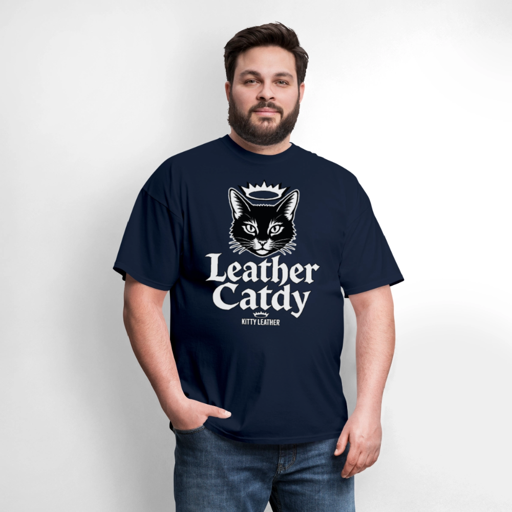 Leather Catdy Kitty Leather T-Shirt - navy