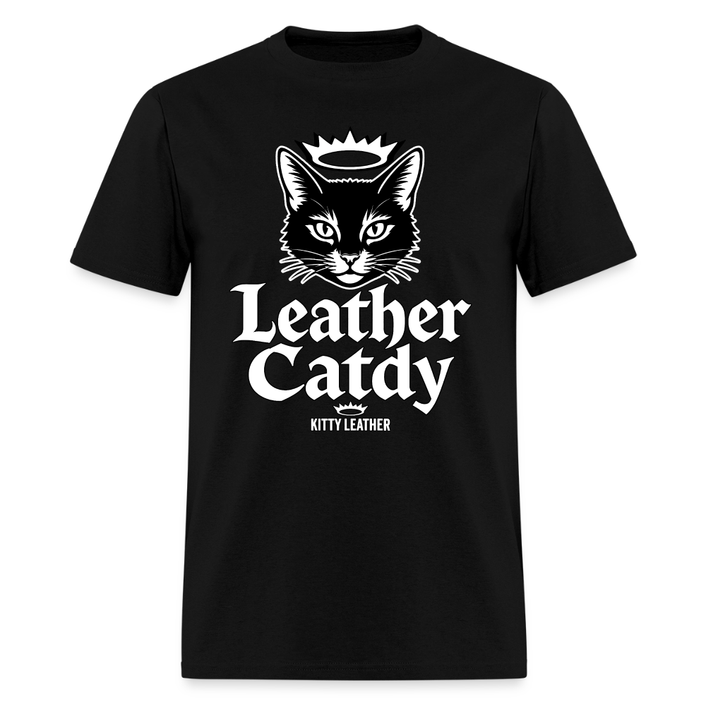 Leather Catdy Kitty Leather T-Shirt - black