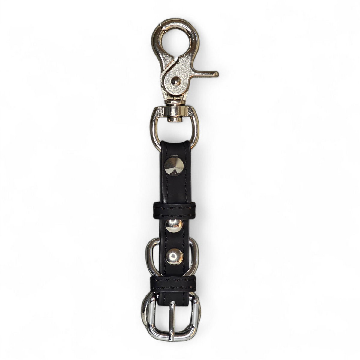 Punk leather collar keychain with spring O-ring, photo 1