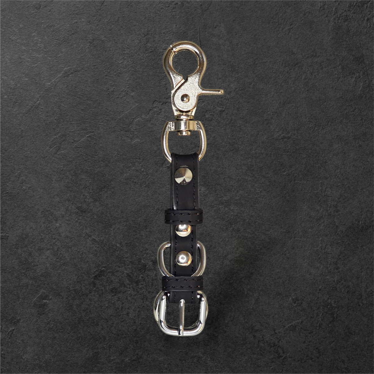 Punk leather collar keychain with spring O-ring, photo 2