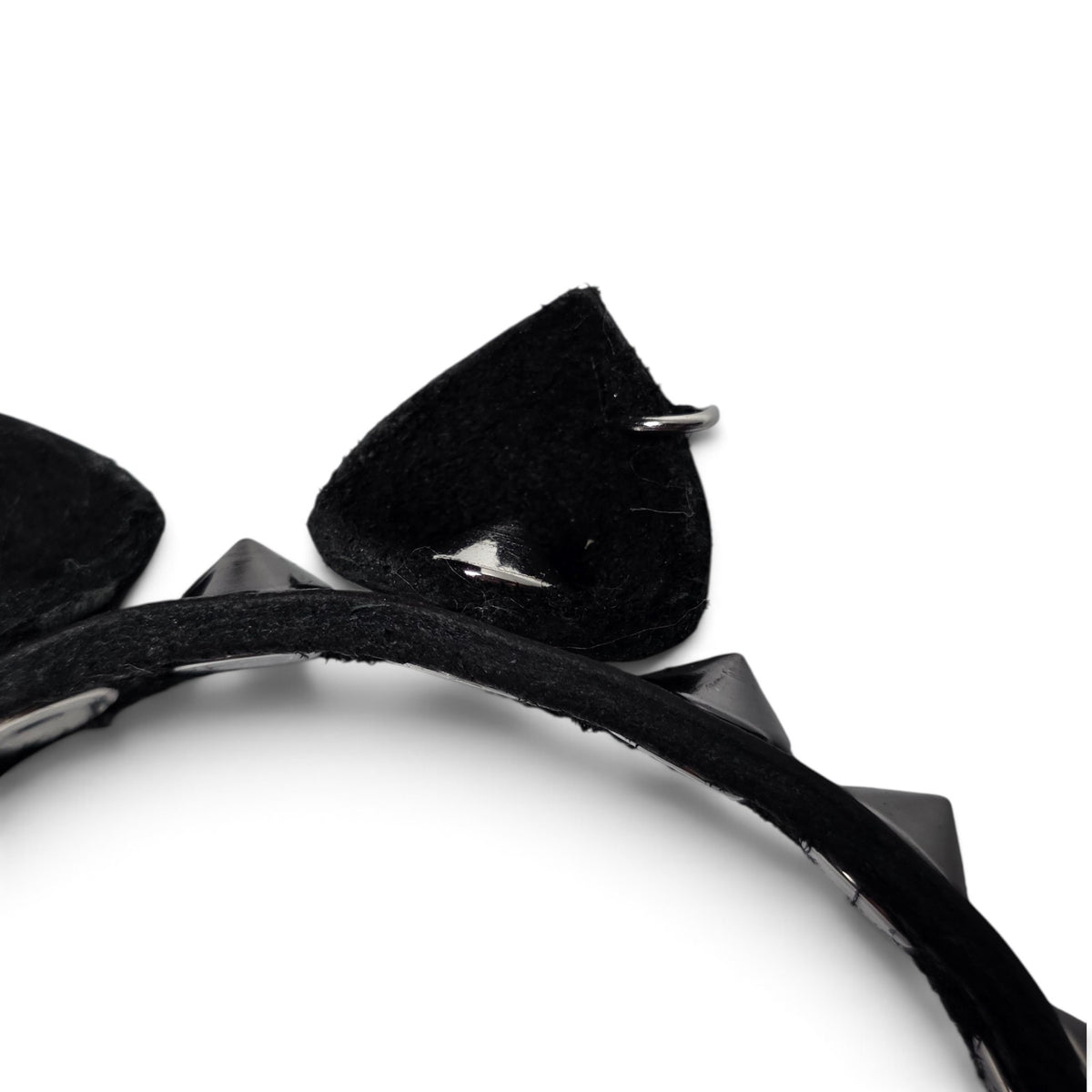 Handmade leather cat ear bracelet with steel cone studs, photo 7