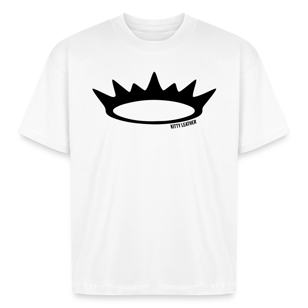 Kitty Leather Box Fit Unisex T-Shirt | Premium Crown Logo Shirt | Kitty Leather - white