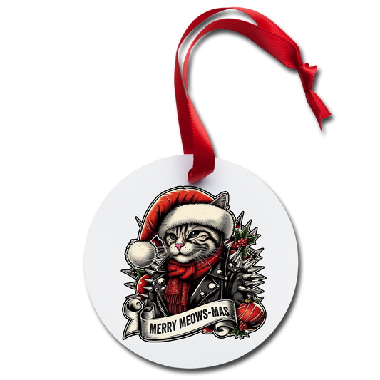 Merry Meows-Mas Holiday Ornament - white