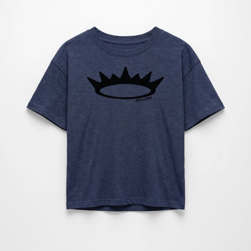 Kitty Leather Box Fit Unisex T-Shirt | Premium Crown Logo Shirt | Kitty Leather - vintage heather navy