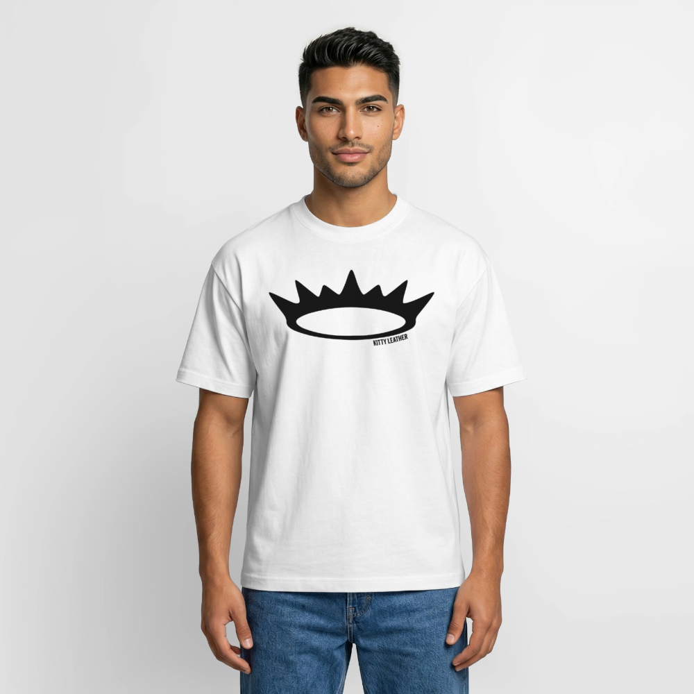 Kitty Leather Box Fit Unisex T-Shirt | Premium Crown Logo Shirt | Kitty Leather - white