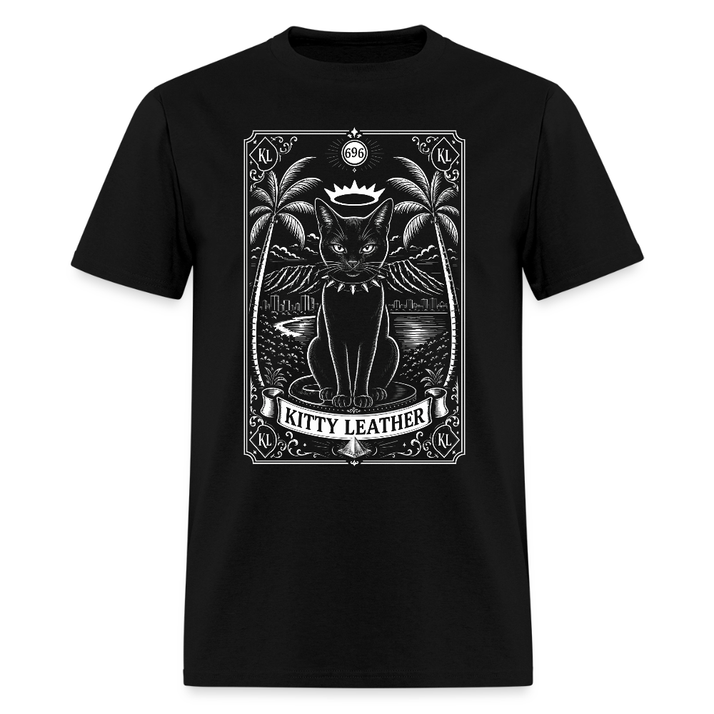 Tarot Card Black Cat | Kitty Leather T-shirt | Kitty Leather - black
