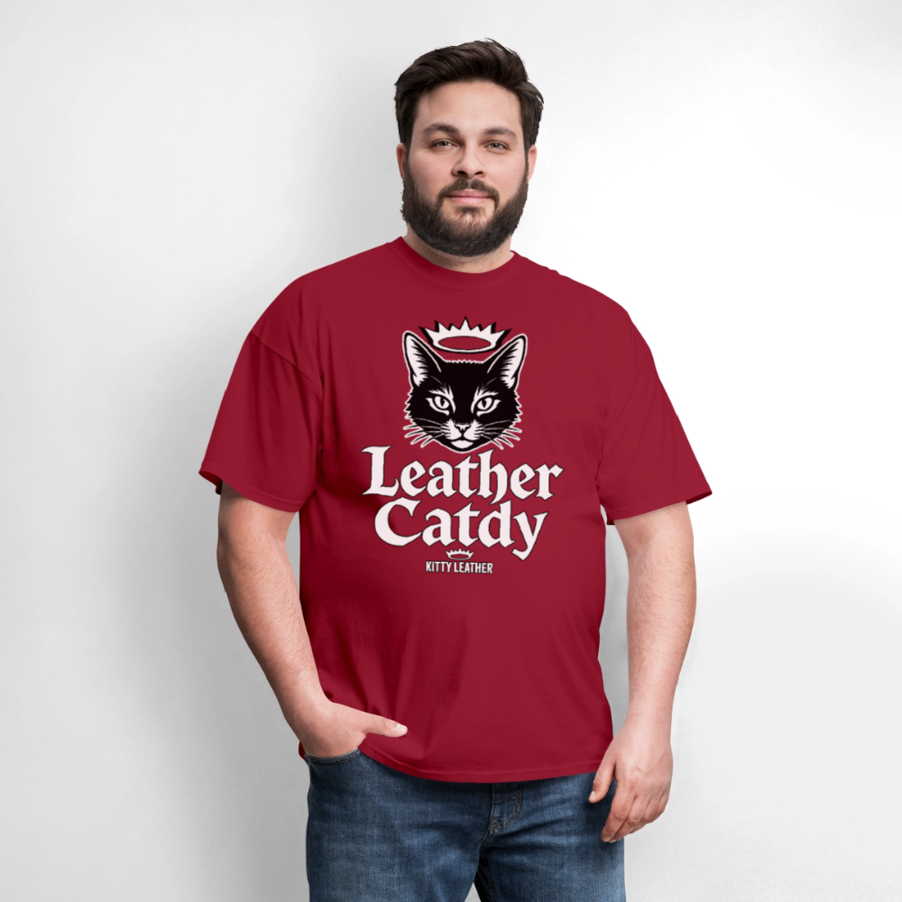 Leather Catdy  Kitty Leather T-Shirt - dark red