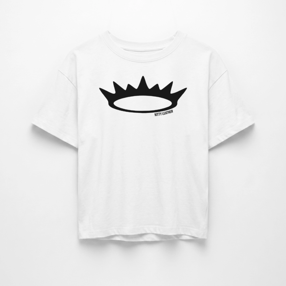 Kitty Leather Box Fit Unisex T-Shirt | Premium Crown Logo Shirt | Kitty Leather - white