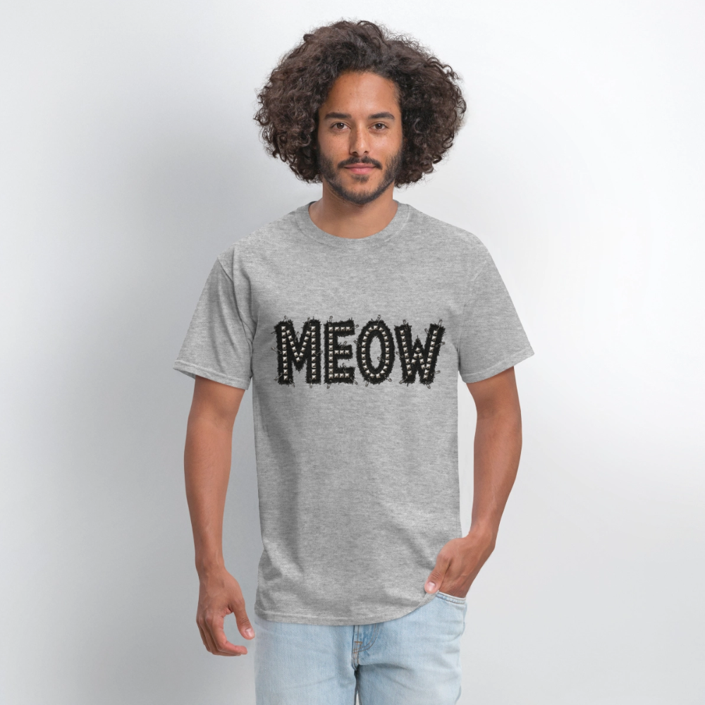 Meow Stud T-Shirt | Kitty Leather - heather gray