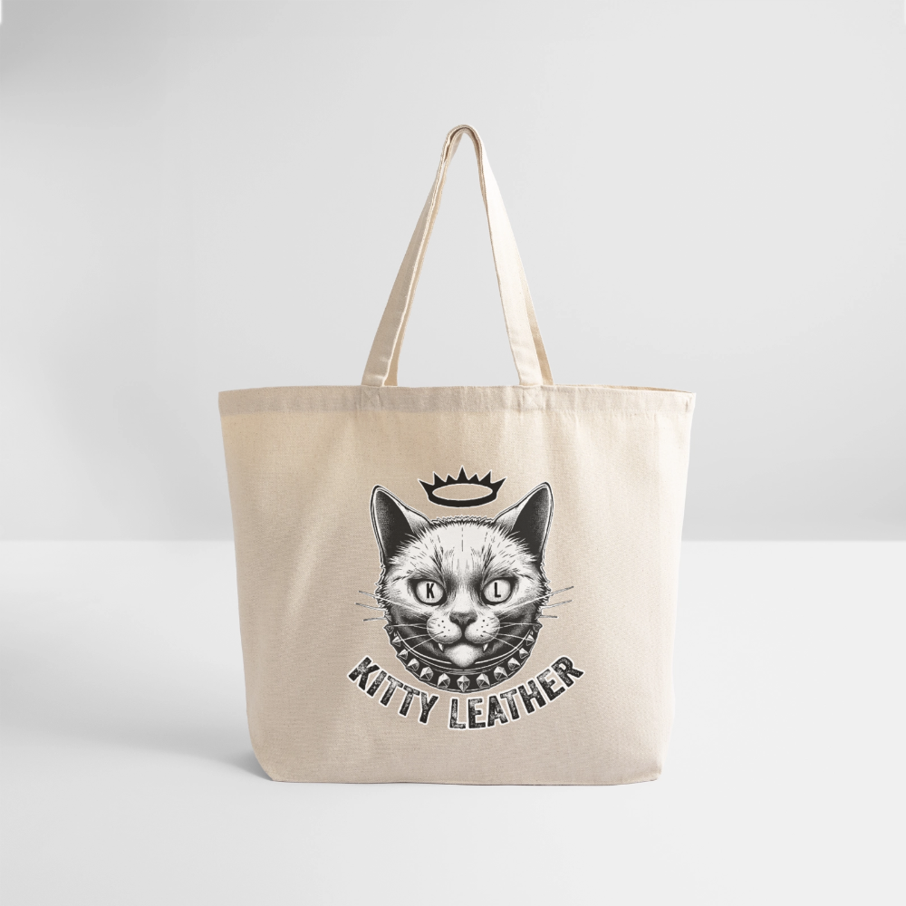 Kitty Cotton Tote Bag | Eco-Friendly Cat Tote | Kitty Leather - natural