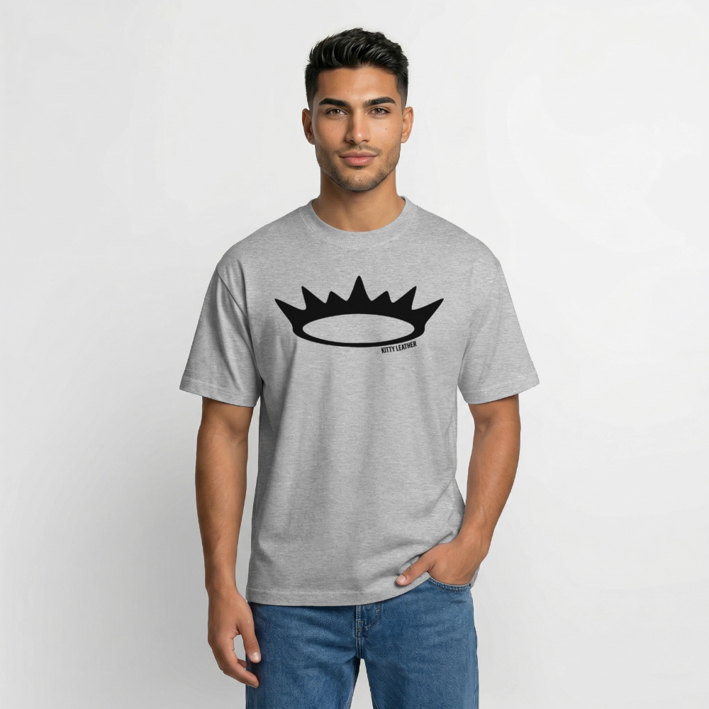 Kitty Leather Box Fit Unisex T-Shirt | Premium Crown Logo Shirt | Kitty Leather - heather gray