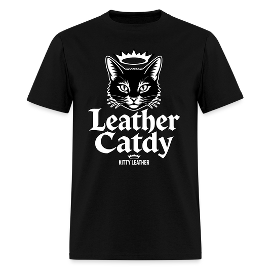Leather Catdy  Kitty Leather T-Shirt - black