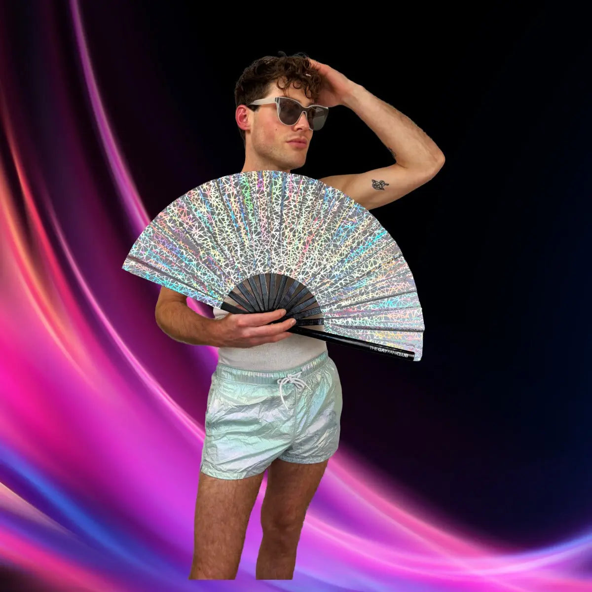 Discoteca Metallic Reflective Hand Fan