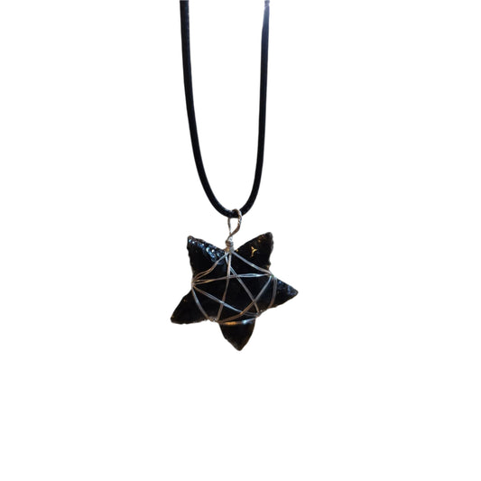 Pentagram Obsidian Star Pendant