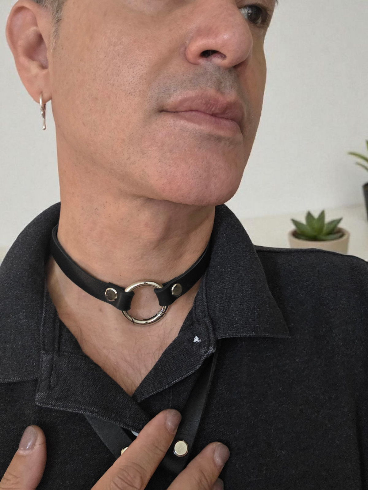 Leather Harness Necklace | Handmade Punk Choker Necklace | Kitty Leather